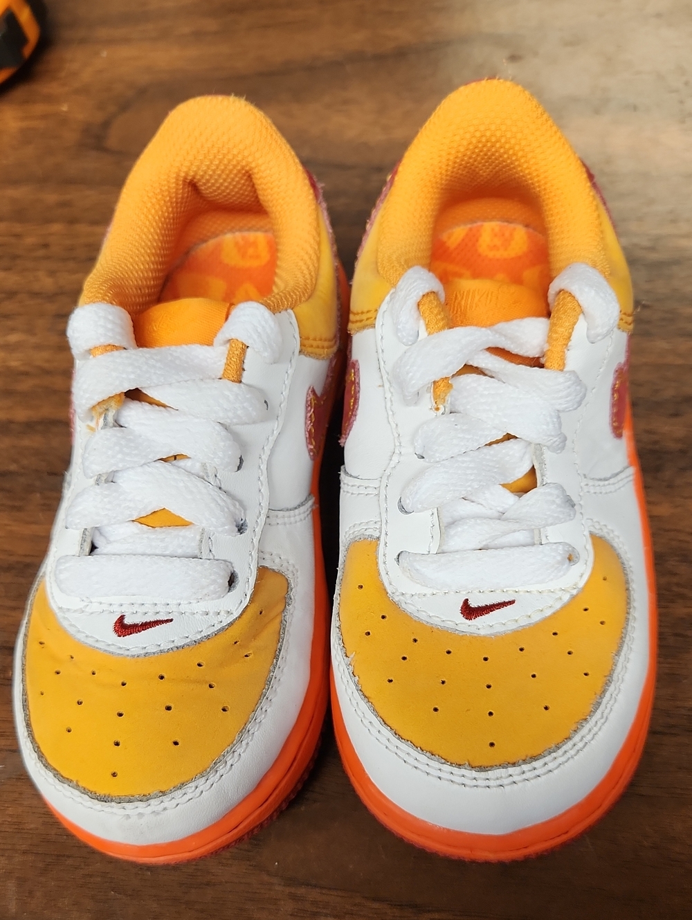 Nike AF1 Air Force Red Orange White Sneakers Size 7C